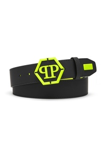 Черный ремень с яркой пряжкой Philipp Plein