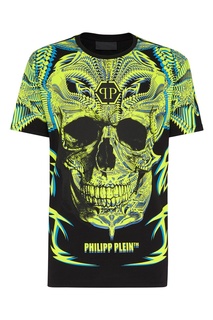 Черная футболка с неоновым принтом Philipp Plein