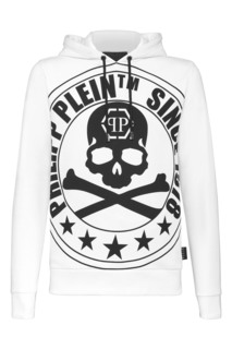 Белая толстовка с черным принтом Philipp Plein