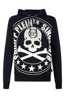 Черная толстовка с белым принтом Philipp Plein