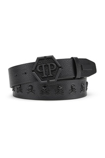 Черный ремень с черепами Philipp Plein