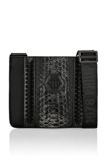 Черная сумка с кожей рептилии Philipp Plein