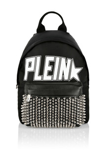 Черный рюкзак с белым принтом Philipp Plein
