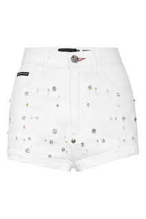 Белые шорты с кристаллами Philipp Plein