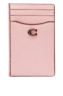 Розовая кожаная кредитница Coach