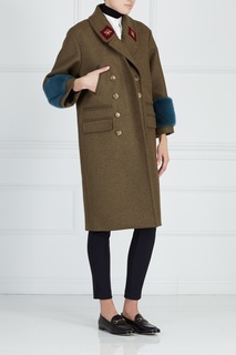Шерстяное пальто с отделкой из меха норки Gucci