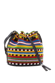 Кожаная сумка с вышивкой Mini Daliah Bucket Africa Les Petits Joueurs
