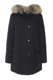 Черная парка с мехом енота Woolrich
