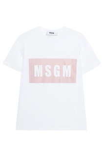 Хлопковая футболка белая с логотипом Msgm