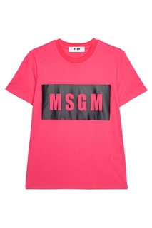 Хлопковая футболка розовая с логотипом Msgm