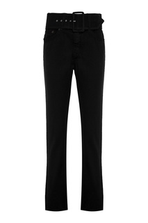 Хлопковые брюки с ремнем черные Mm6 Maison Margiela