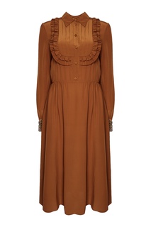 Шелковое платье-рубашка с оборками Rochas