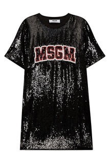 Черная футболка с пайетками Msgm