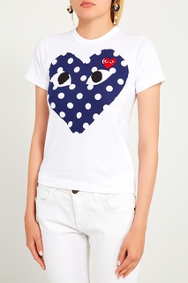 Белая футболка с контрастными сердцами Comme DES GarÇons Play