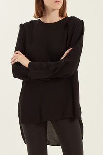 Черная блузка с асимметричным низом Elisabetta Franchi