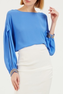 Синяя блузка с отделкой Elisabetta Franchi