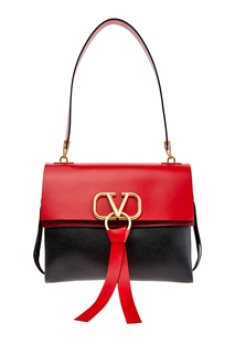 Красно-черная кожаная сумка Valentino Garavani