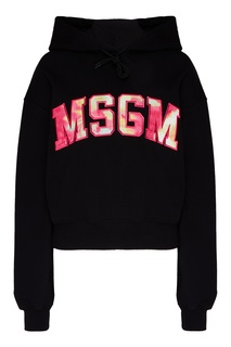 Черное худи с принтом College Logo Msgm