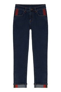 Синие джинсы с красными полосками Dirk Bikkembergs