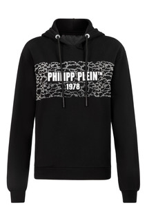 Черное худи с кристаллами Philipp Plein