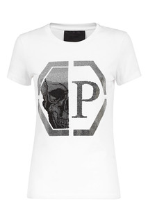 Белая футболка с кристальной эмблемой Philipp Plein