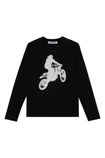 Черный лонгслив с мотоциклистом Dirk Bikkembergs