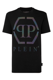 Черная футболка с логотипом бренда Philipp Plein