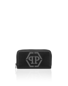 Черный кожаный кошелек на молнии Philipp Plein