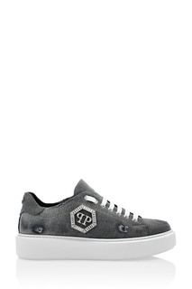 Серые джинсовые кеды Philipp Plein