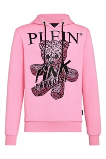 Розовое худи с декором Philipp Plein