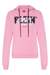 Розовое худи с принтом Philipp Plein