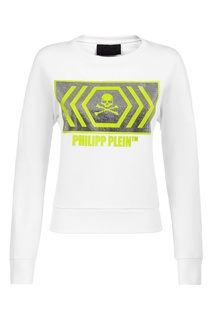 Белый свитшот с неоновым принтом Philipp Plein