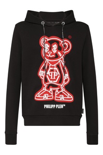 Черное худи с ярким принтом Philipp Plein