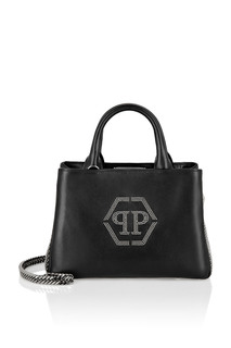 Небольшая черная сумка из кожи Philipp Plein