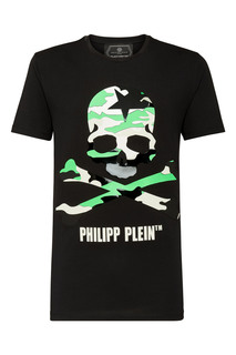 Черная футболка с символикой бренда Philipp Plein