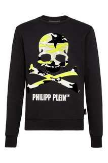 Черный свитшот с ярким принтом-черепом Philipp Plein