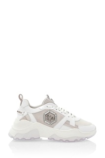 Бежевые кроссовки с декором Philipp Plein