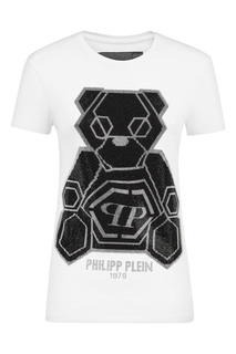 Белая футболка с крупной аппликацией Philipp Plein