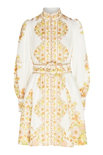 Льняное платье мини с цветочным принтом Super Eight Zimmermann