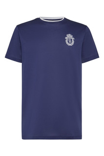 Синяя футболка с контрастным гербом Billionaire