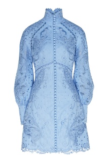 Голубое льняное платье мини Super Eight Zimmermann