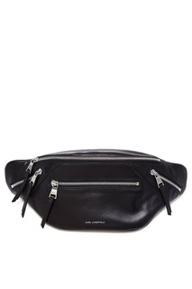 Черная кожаная сумка на пояс Karl Lagerfeld