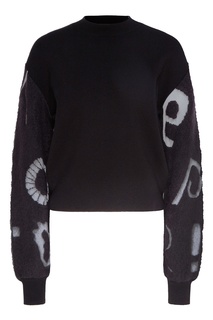 Черный пуловер с белыми узорами Emporio Armani
