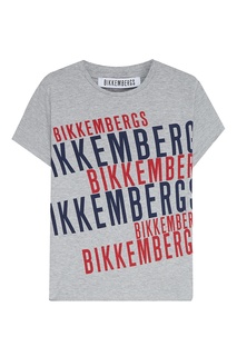 Серая футболка с надписями Dirk Bikkembergs