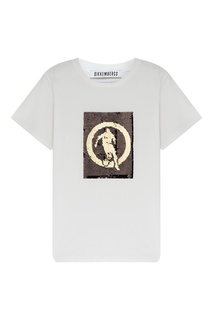 Белая футболка с золотистым узором Dirk Bikkembergs
