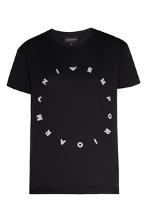 Черная хлопковая футболка с логотипом Emporio Armani