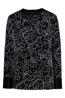 Черная шелковая блуза с узорами Emporio Armani