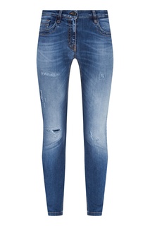 Голубые джинсы с декором Dirk Bikkembergs
