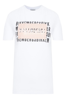 Белая футболка с надписями Dirk Bikkembergs
