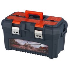 Ящик с органайзером BLOCKER World of Tanks BR5015 49x29x27 см 19.5 серо-свинцовый/оранжевый